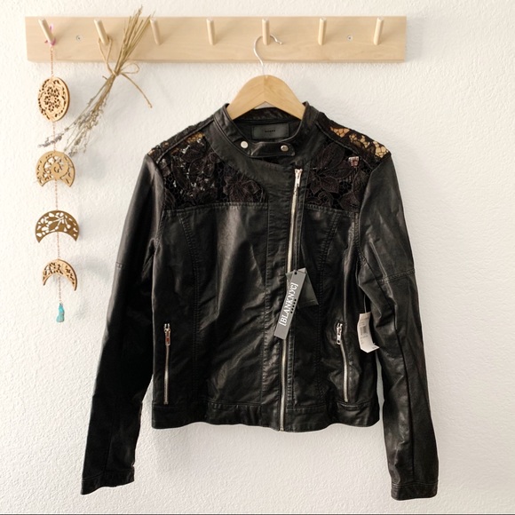 Blank NYC Jackets & Blazers - Blank NYC Black Vegan Leather Moto Lace Jacket New